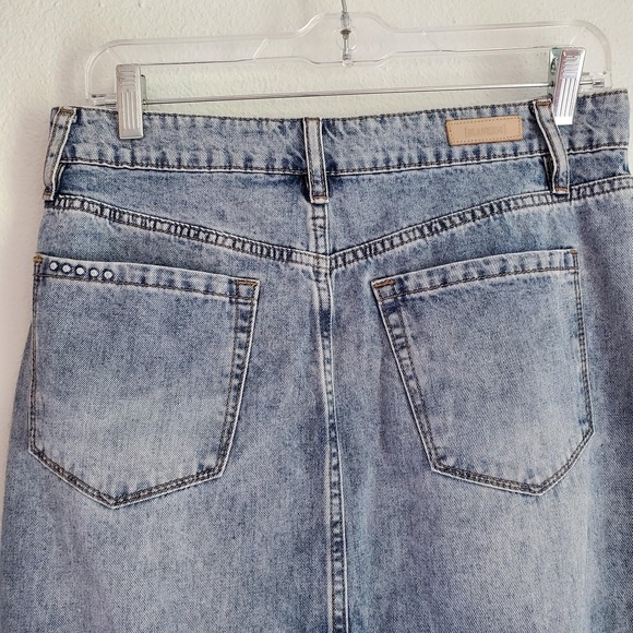 BLANK NYC Maxi Denim Skirt Women 28 Pockets Slit Cotton Blue Boho Festival Gypsy - Picture 7 of 11